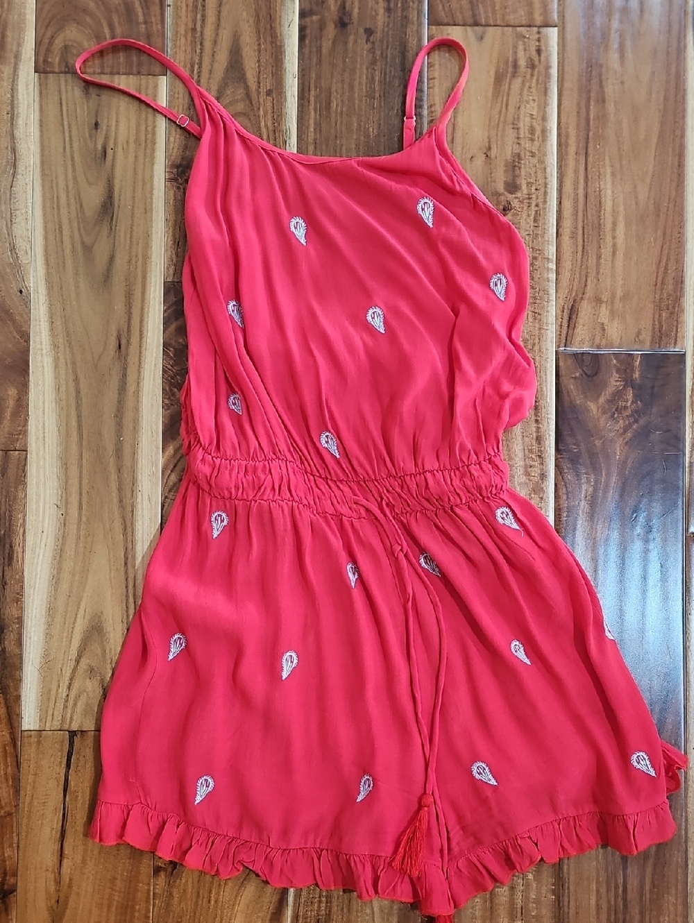 Chelsea & Violet Red Paisley Embroidered Romper